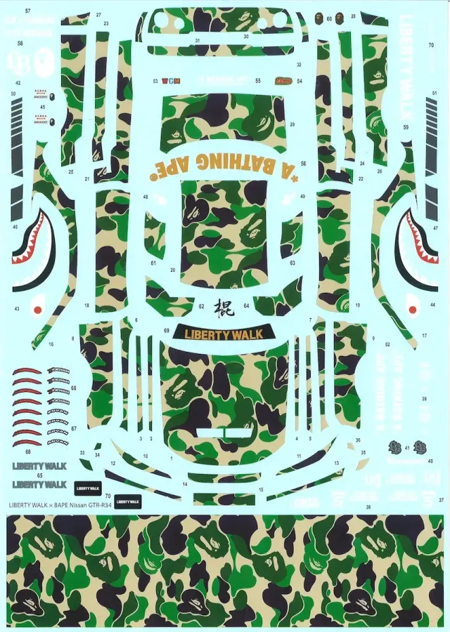 ミニチュアデカール 1/24 LB ワークス　ニッサン スカイライン GT-R R34 スーパーシルエット BAPE 2025 フルデカール タミヤ対応 　MS24051