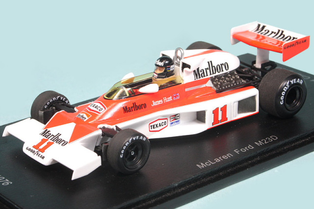 ユーロスポーツ特注スパーク 1/43 マクラーレン M23D 1976 ワールドチャンピオン J.ハント "マクラーレン50周年記念モデル" デカール加工品　Mc-ES-1622-03S
