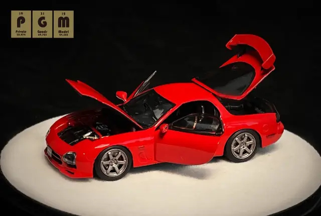 [予約] PGM (Private goods model) 1/64 マツダ RX-7 FD3S レッド フル開閉 手動回転台座　PGM-640804-2