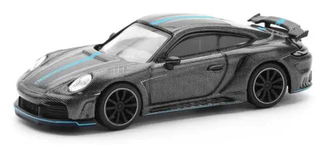 [予約] POPレース 1/64 スティンガー ポルシェ 911 992 GTR カーボンボディー/ブルーストライプ　PR640254