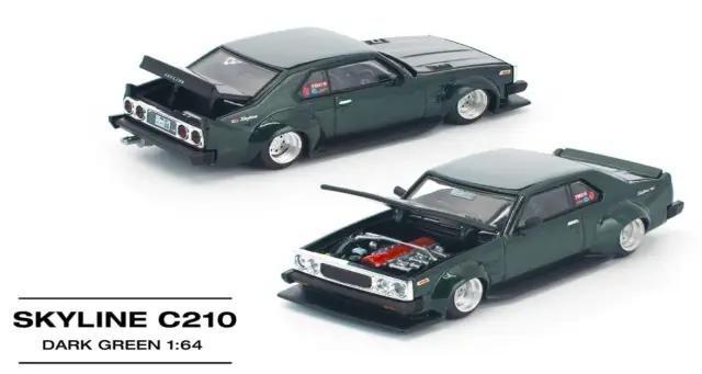 [予約] POPレース 1/64 ニッサン スカイライン C210 ダークグリーン PR640345