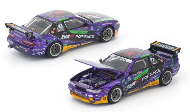 [予約] POPレース 1/64 パンデム ニッサン シルビア S13 エヴァRT初号機　PR640432