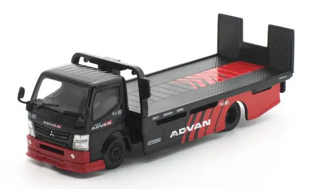 [予約] ポップレース 1/64 パンデム ミツビシ ふそう300 フラットベッドトランスポーター アドバン　PR640511
