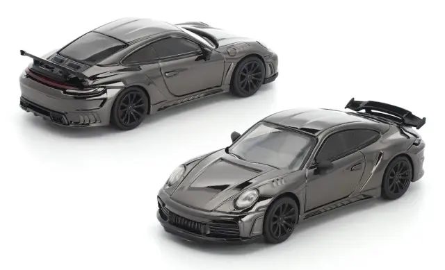 予約] POPレース 1/64 ポルシェ 992 スティンガー GTR ダーククローム