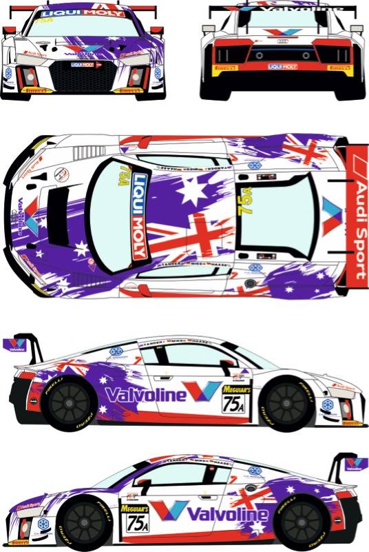 レーシングデカールズ 1/24 アウディ R8 LMS GT3 バサースト 12h 2017 No.75 フルスポンサーデカール (nunu対応)　RDE24-034