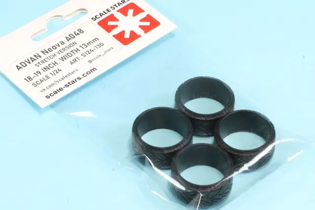 スケールスターズ 1/24 18インチ 19インチ アドバン ノヴァ A048 ゴム製タイヤセット 幅13mm　S124-130