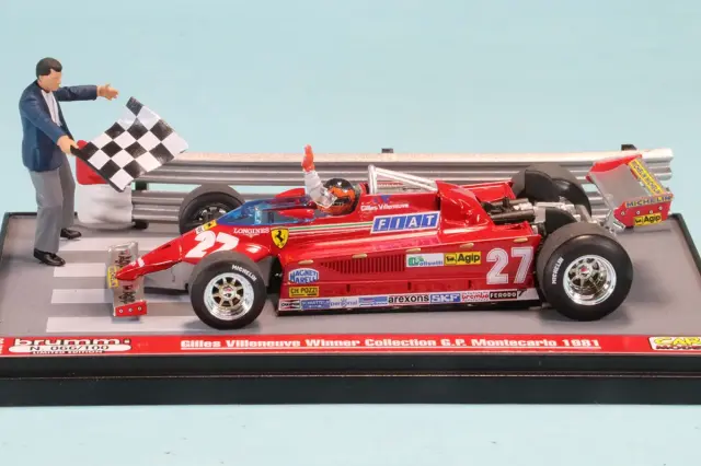 海外ショップ特注ブルム 1/43 フェラーリ 126CK モナコGP 1981 G.ビルヌーブ ウィナー チェッカーフラッグシーン　S26_05