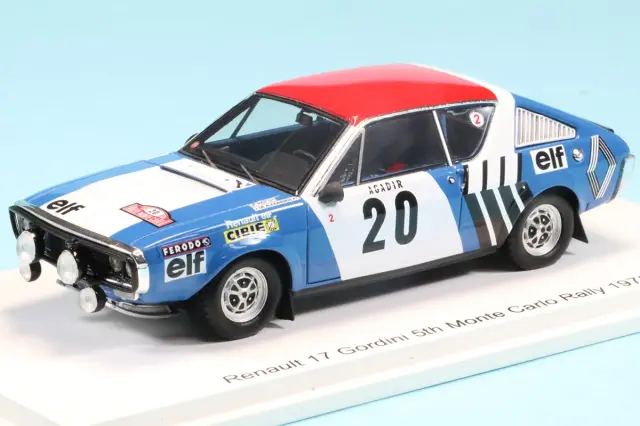 260429　スパーク 1/43 ルノー 17 No.20 5位 ラリー・モンテカルロ 1975 J-F.ピオ / J.デ・アレクサンドリス　S6193