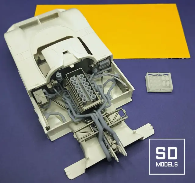 [予約] SD MODELS 1/24 3Dプリントパーツ  ジャガー XJ9 ルマン エンジンパーツセット マステ付き タミヤ対応　SD-J02_1