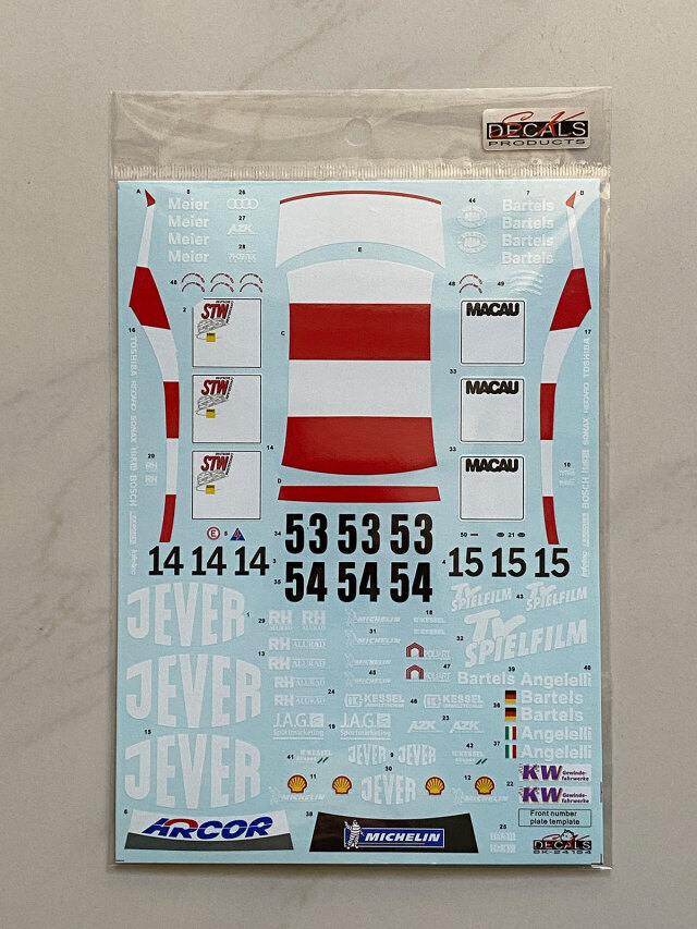 SK Decal 1/24 アウディ A4 クアトロ マカオ ギア 1999 No.53/54 スーパーツーリングワゴンカップ 1999 No.14/15 フルデカール nunu対応　SK24154