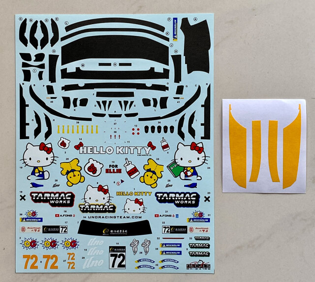 SK Decal 1/24 アウディ R8 LMS Evo.2 GT3 キティ マカオ GT Cup 2022 ノーマル&ダメージ No.72 フルデカール nunu対応　SK24159