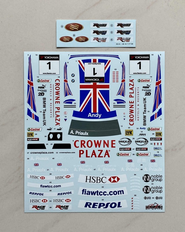 SK Decal 1/24 BMW 320si E90 WTCC 2008 BMW Team UK Rd.1〜Rd.12 フルデカール nunu対応　SK24176
