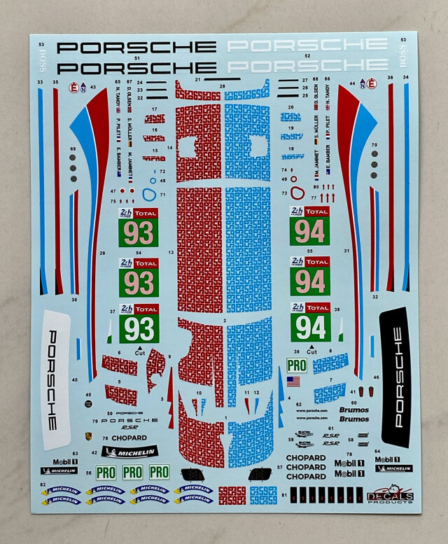 SK Decal 1/24 ポルシェ 911 RSR FIA ルマン 2019 ポルシェ GT Team No.93 & No.94 フルデカール nunu対応　SK24188