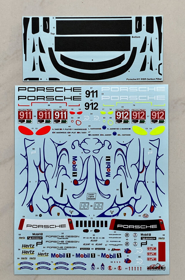 SK Decal 1/24 ポルシェ 911 RSR GT3 モービル1 911GT1オマージュ プチルマン 2018 No.911/912 フルデカール　nunu対応　SK24189