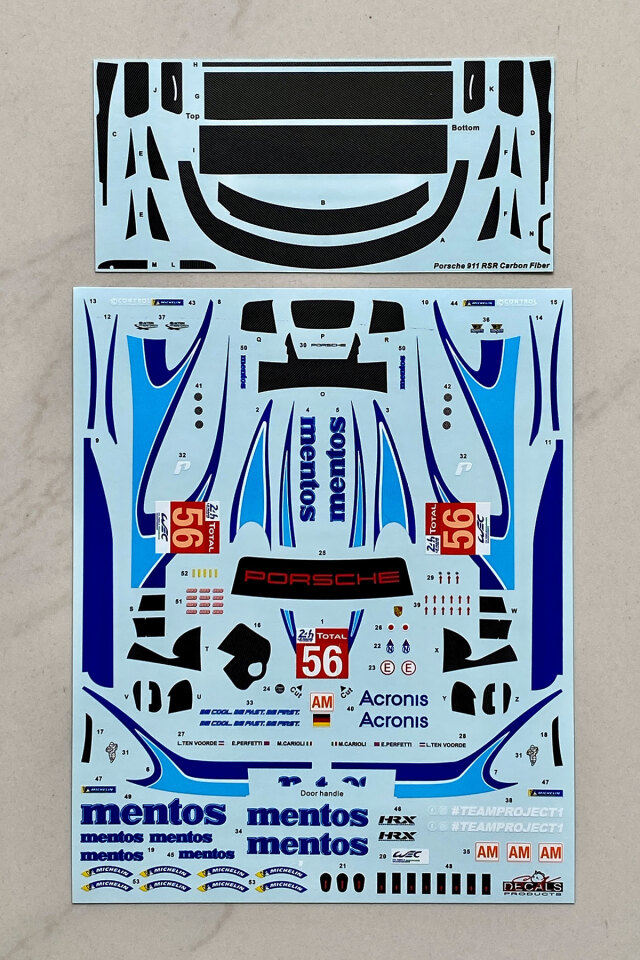 SK Decal 1/24 ポルシェ 911 RSR GT3 メントス ルマン 2020 No.56 フルデカール　nunu対応　SK24192