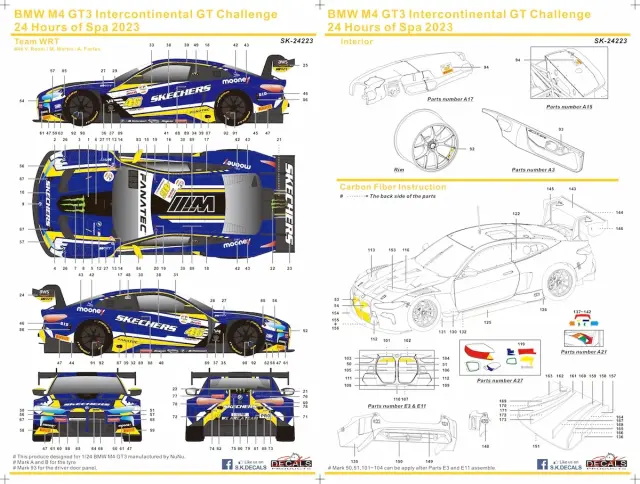 SK decal 1/24 BMW M4 GT3 スパ 24h 2023 Team WRT No.46 フルデカール