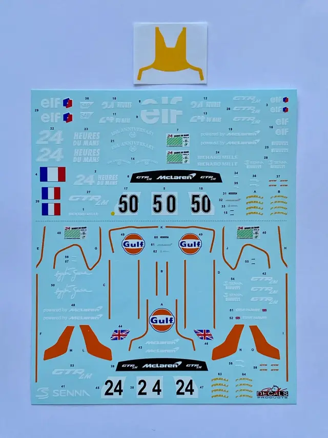 SK decal 1/24 マクラーレン セナ GTR-LM ガルフ No.24/エルフ No.50 リバリィドレスアップデカール フルデカール タミヤ対応  SK24235