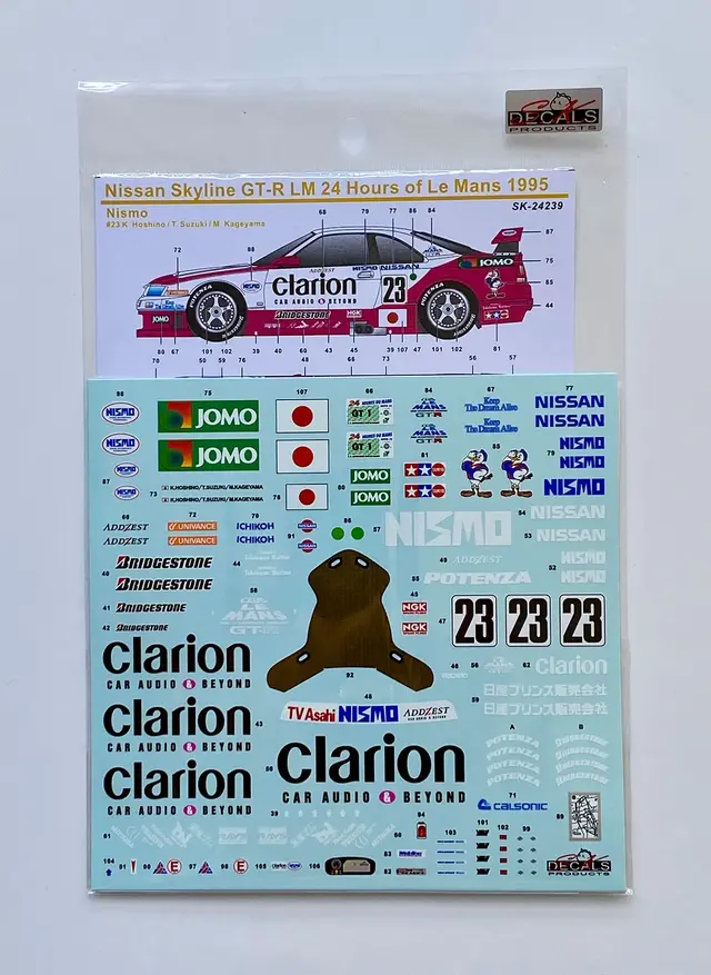SK decal 1/24 ニッサン スカイライン GT-R R33 ニスモ クラリオン
