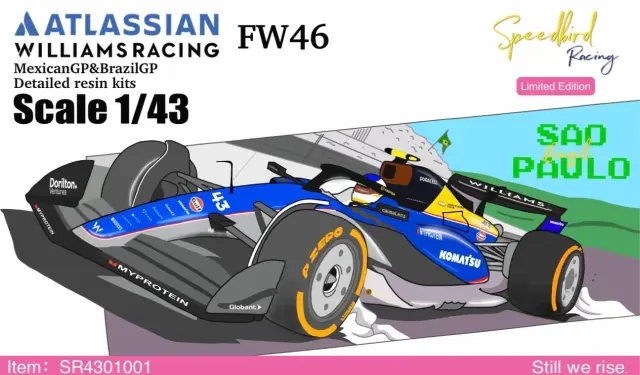 [予約] Speedbird Racing (スピードバートレーシング) 1/43 フルディティールレジンキット ウィリアムズ FW46 2024 メキシコ/ブラジルGP(予定) A.アルボン F.コラピント　SR4301001