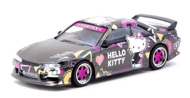 [予約] ターマックワークス 1/64 ヴェルテックス ニッサン シルビア  (S14) サンリオ ハロー キティ ブラッククローム　T64G-018-HK_