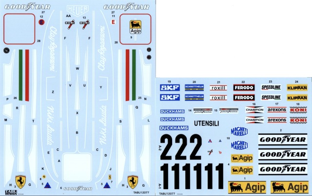 タブデザイン 1/12 フェラーリ 312 T 1976 フルデカール タミヤ対応　TABU-12077