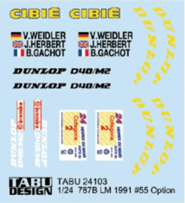 タブデザイン 1/24 マツダ 787B レナウン ルマン 1991 No.55  オプションデカール タミヤ対応　TABU-24103