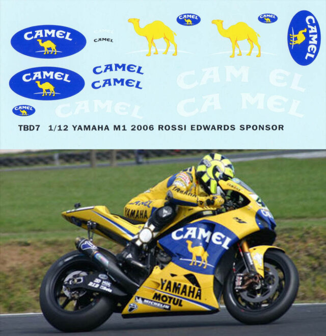 TBデカール 1/12 ヤマハ YZR-M1 キャメル モトGP 2006 V.ロッシ タバコデカール(フィギュアデカールは含まれません)　TBD007