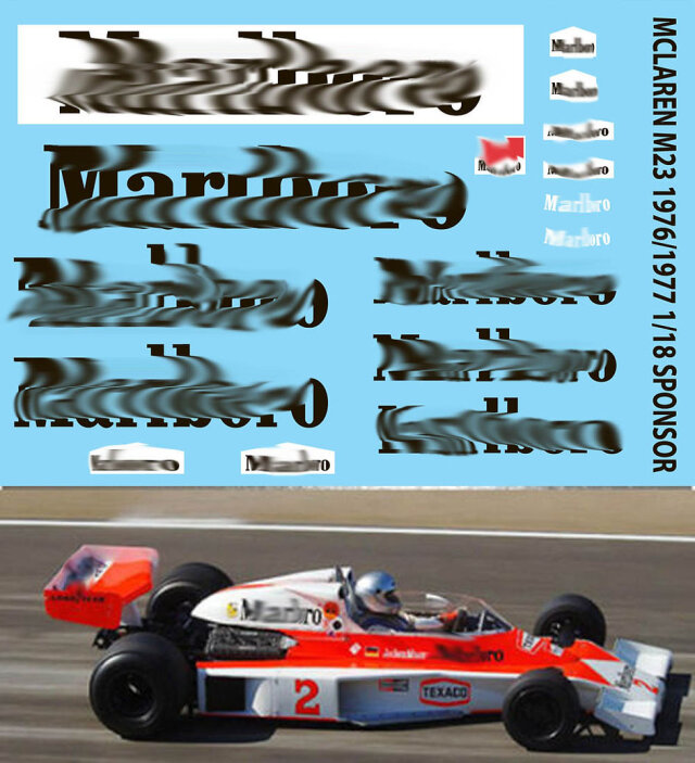 TBデカール 1/18 マクラーレン M23 1977 マルボロ タバコデカール　TBD041