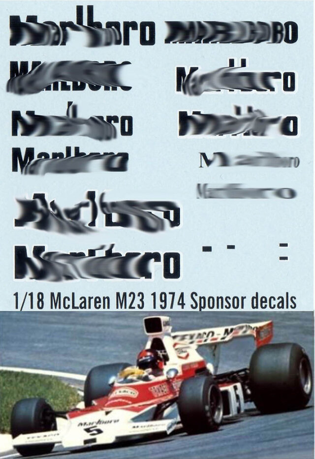 TBデカール 1/18 マクラーレン M23 1974 テキサコマルボロ タバコデカール　TBD088