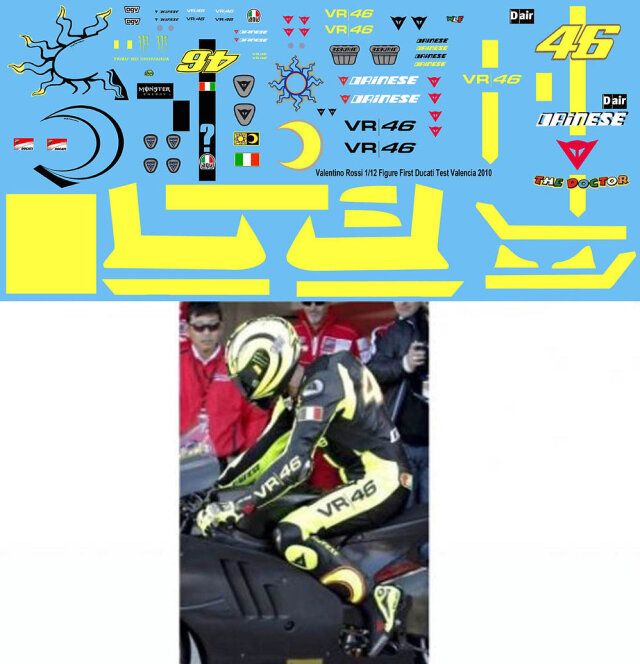 TBデカール 1/12 V.ロッシ 2010 ドゥカティ GP10 テスト フィギュアデカール　TBD091