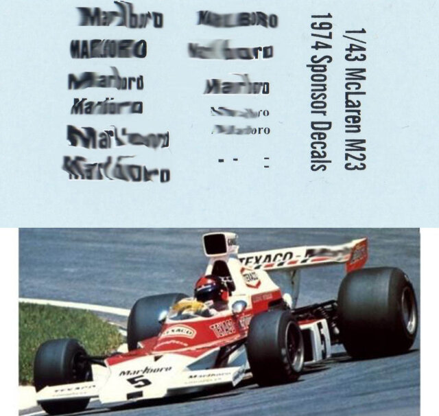 TBデカール 1/43 マクラーレン M23 1974 テキサコマルボロ タバコデカール　TBD093