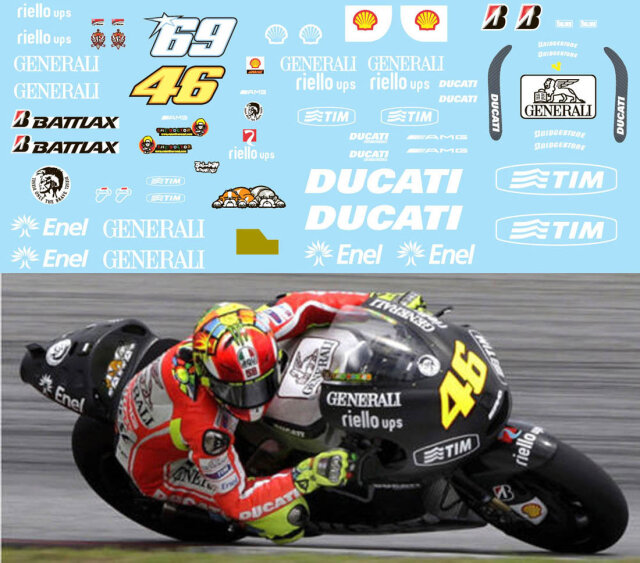 TBデカール 1/12 ドゥカティ GP12 モトGP テスト 2012 V.ロッシ フルデカール (フィギュアデカールは含まれません) TBD102