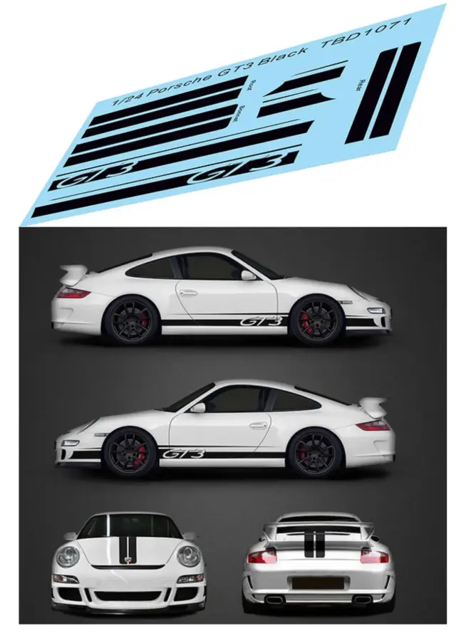 TBデカール 1/24 ポルシェ 911 GT3 RS ストライプ カスタムデカール ブラック　TBD1071
