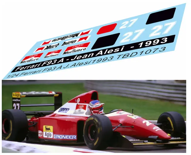 TBデカール 1/24 フェラーリ F93A 1993 J.アレジ マルボロ タバコデカール　TBD1073