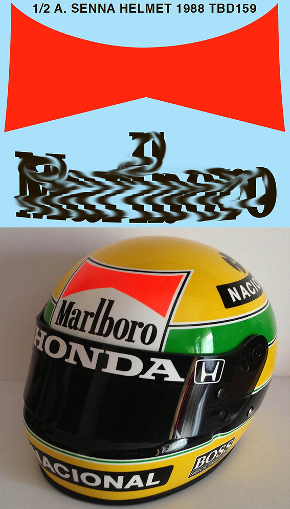TBデカール 1/2 A.セナ 1988 マルボロ ヘルメット タバコデカール　TBD159