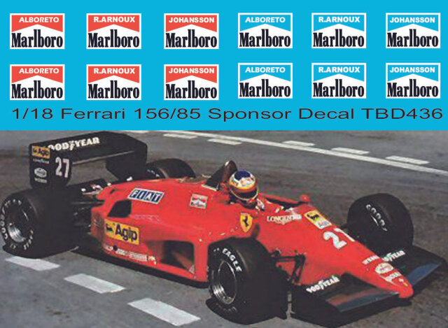 TBデカール 1/18 フェラーリ 156/85 マルボロ タバコデカール　TBD436