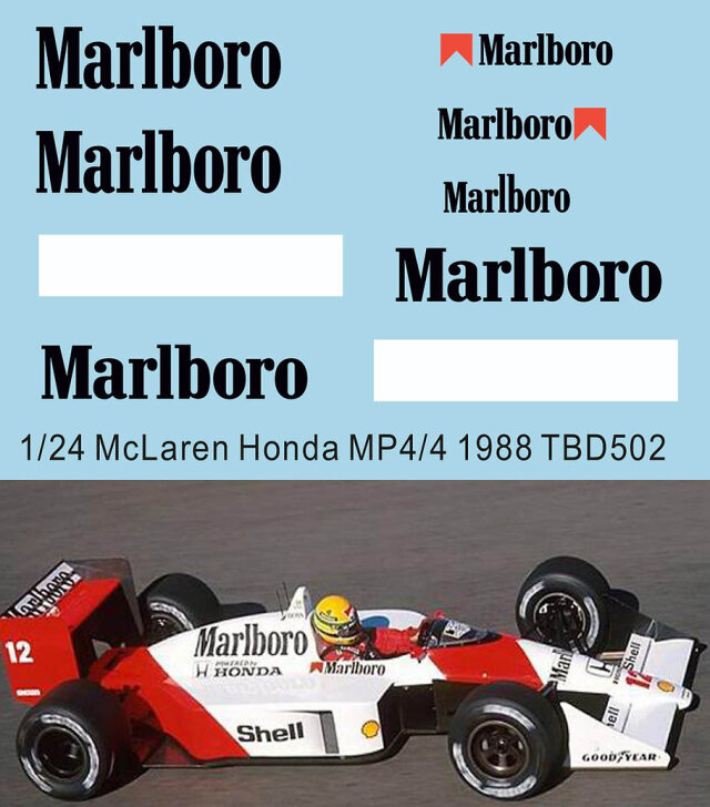 TBデカール 1/24 マクラーレン MP4/4 1988 マルボロ タバコデカール　TBD502