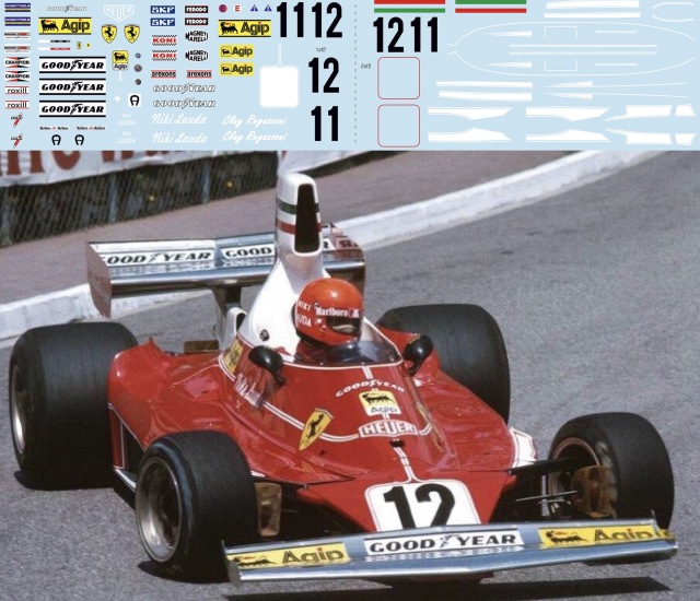 TBデカール 1/12 フェラーリ 312T 1975 1976 フルデカール　TBD691