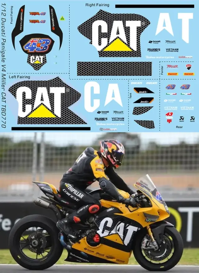 TBデカール 1/12 ドゥカティ パニガーレ V4 R "CAT" SBK 2022 ジャック・ミラー　TBD770