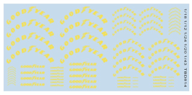 TBデカール 1/12 1/18 1/20 1/24 1/43 グッドイヤー ジェネリックタイヤデカール イエロー　TBD814