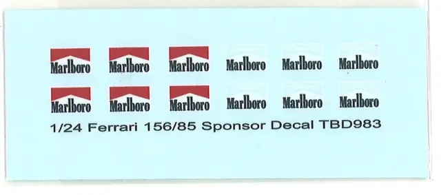[訳あり特価] 返品交換対象外 印刷不良 TBデカール 1/24 フェラーリ 156-85 1985 M.アルボレート/R.アルヌー/S.ヨハンソン マルボロ タバコデカール　TBD823