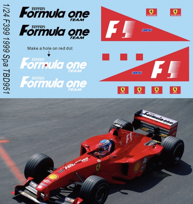 TBデカール 1/24 フェラーリ F399 ベルギーGP 1999 Formula one オプションデカール　TBD951