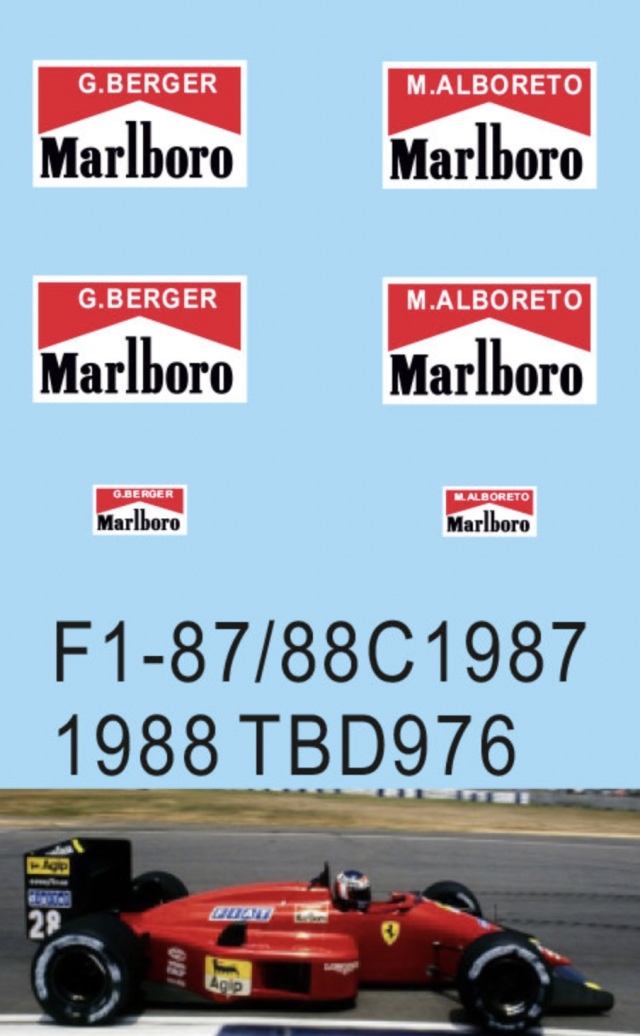 TBデカール 1/24 フェラーリ F187/88C 1987 1988 マルボロ タバコデカール　TBD976