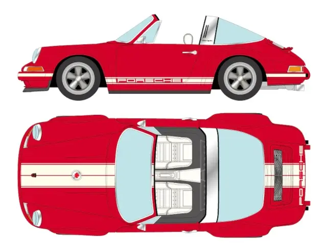 [予約] ヴィジョン 1/43 シンガー 911(964) タルガ レッド/ホワイトストライプ (限定120台)　VM135J