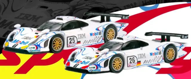 [予約] タイニー×スパーキー 1/64 ポルシェ 911 GT1 ルマン 1998 No.25 2nd No.26 ウィナー 2台セット　YCOMBO64023