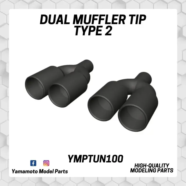 Yamamoto Model Parts 1/24 マフラーパーツ ダブルマフラー タイプ2 YMPTUN100