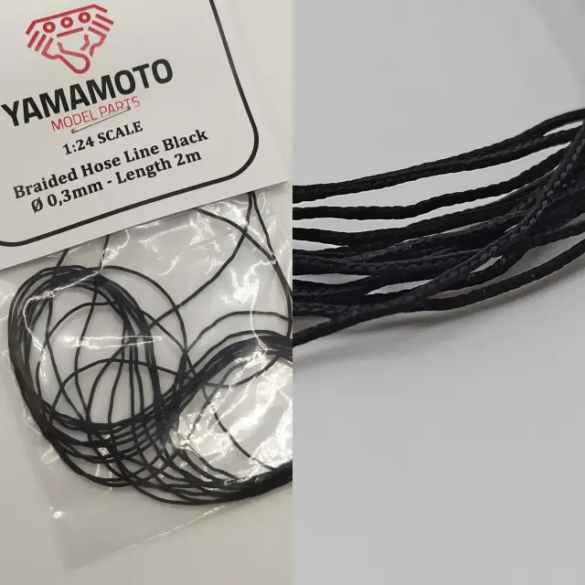 Yamamoto Model Parts 繊維チューブ ブラック 0.3mm × 2m YMPTUN68