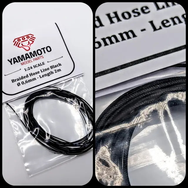 Yamamoto Model Parts 繊維チューブ ブラック 0.6mm × 2m YMPTUN75