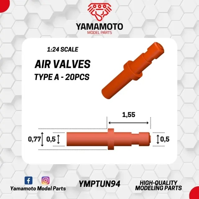 Yamamoto Model Parts 3Dプリントパーツ エアバルブ タイプA 20個入り　YMPTUN94