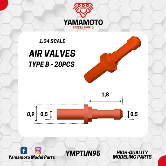 Yamamoto Model Parts 3Dプリントパーツ エアバルブ タイプB 20個入り　YMPTUN95
